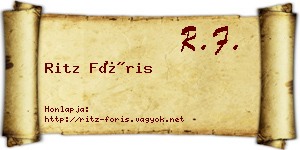 Ritz Fóris névjegykártya